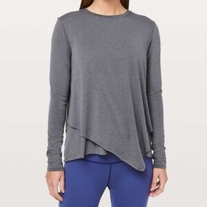 Lululemon Sweetest Day Tencel Long Sleeve Top Heathered Titanium Commute 10